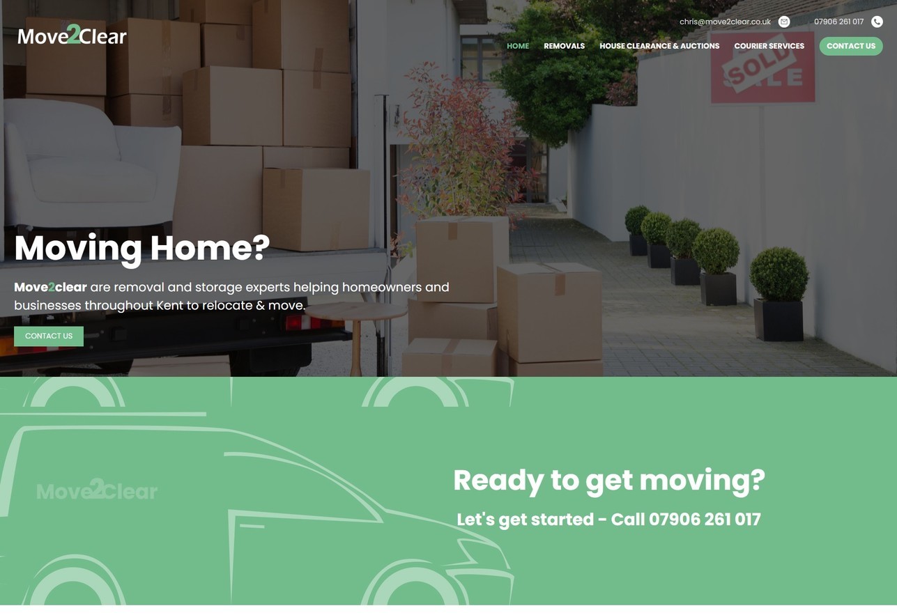 A desktop example for a moving services website