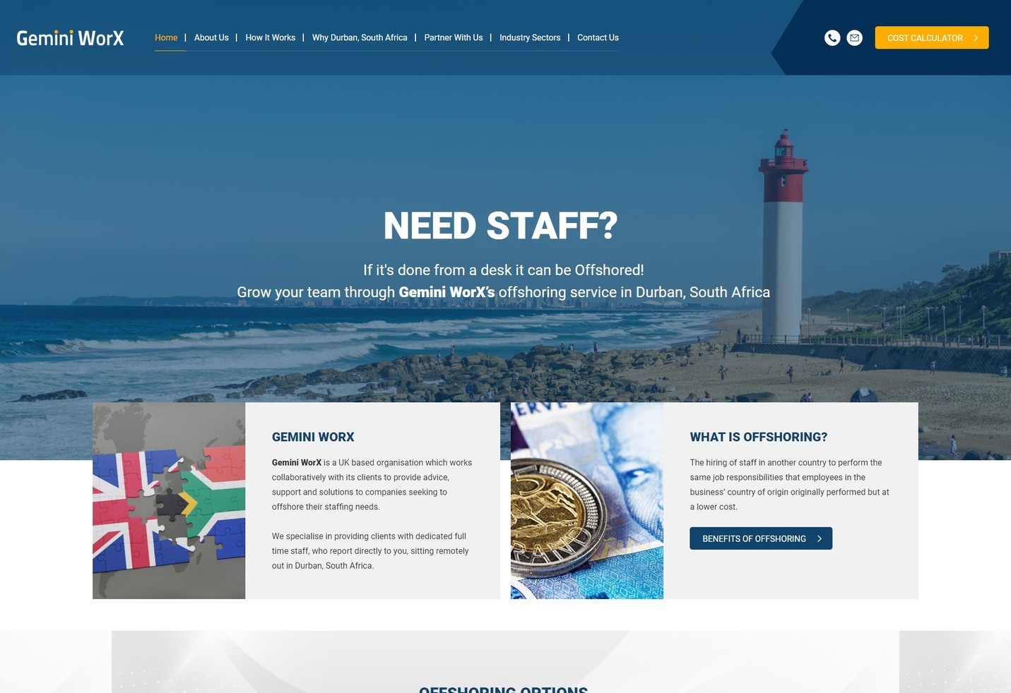 A desktop example of a staffing website
