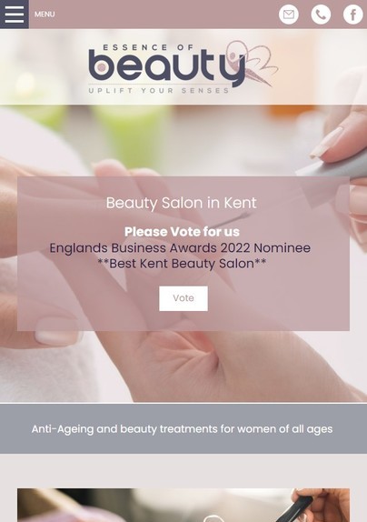 A mobile example of a beauty salon website in Kent