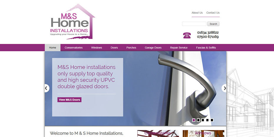 The previous M&S Home Installations website, shown on a desktop.
