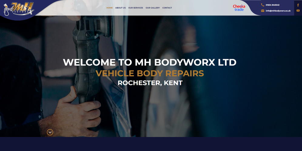 The new MH Bodyworx website, designed by it'seeze, shown on a desktop.