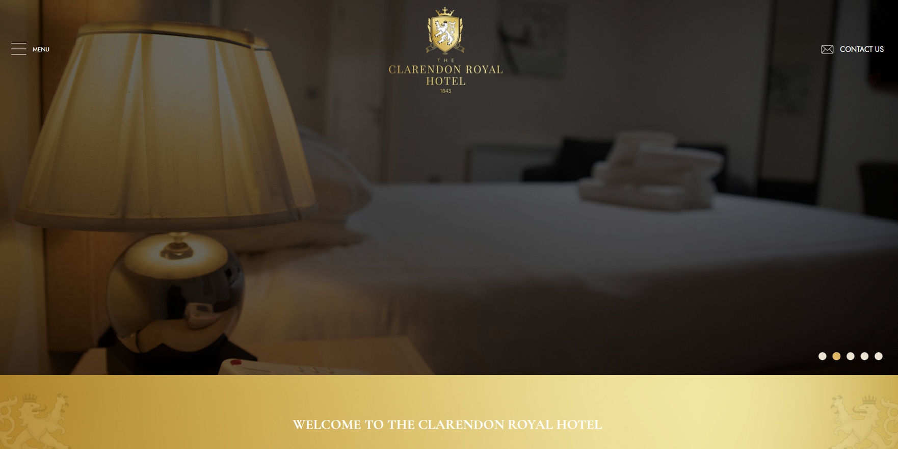The new Clarendon Royal Hotel website, designed by it'seeze, shown on a desktop.