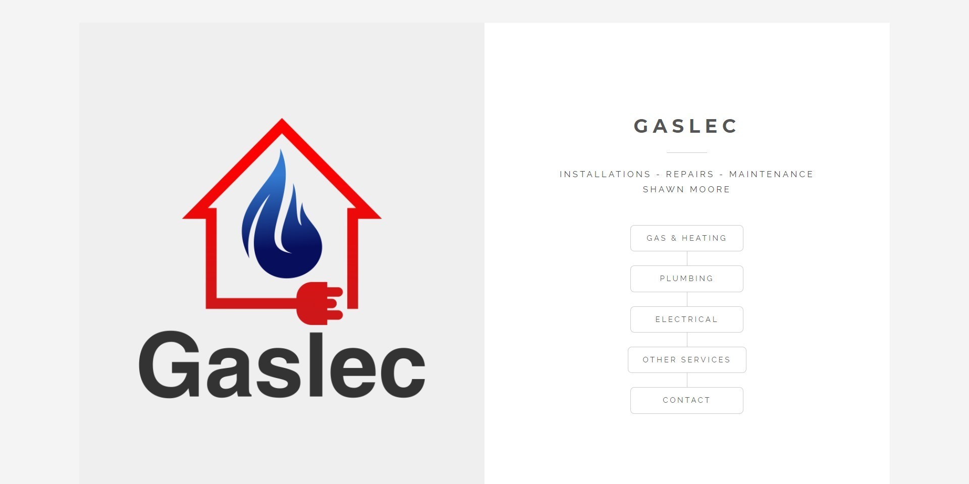 The previous Gaslec property, designed by it'seeze, website shown on desktop