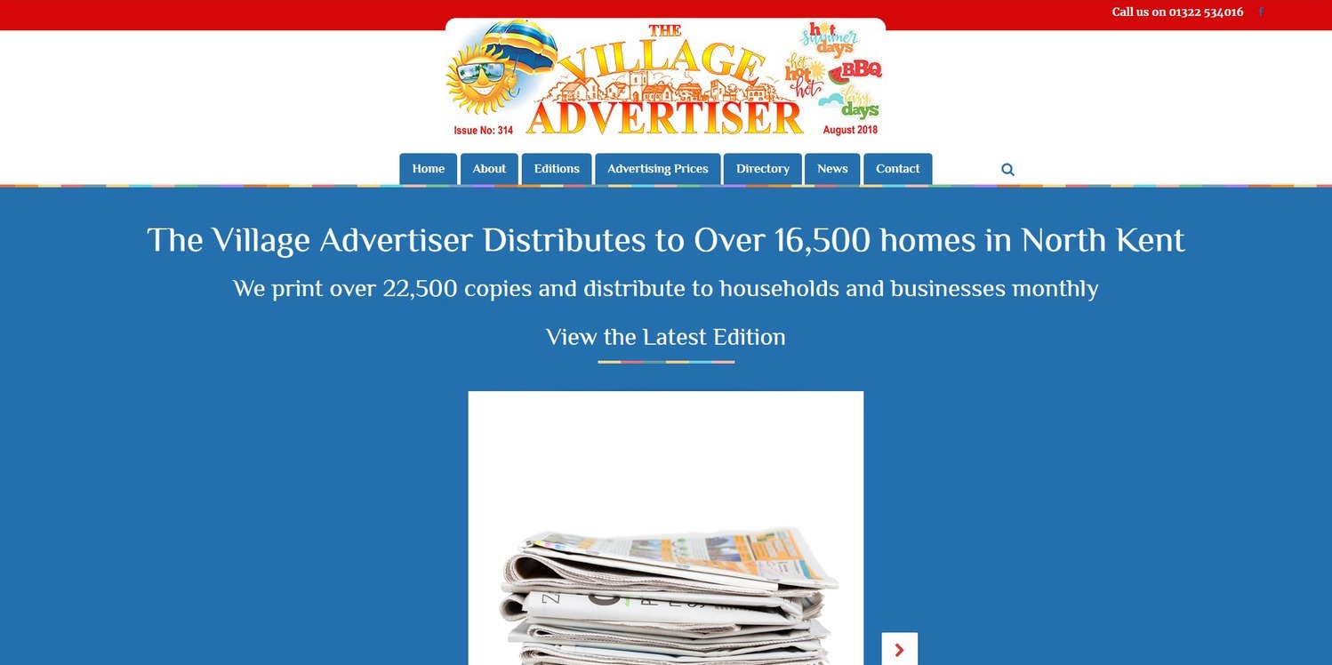 The previous village advertiser website, shown on a desktop.