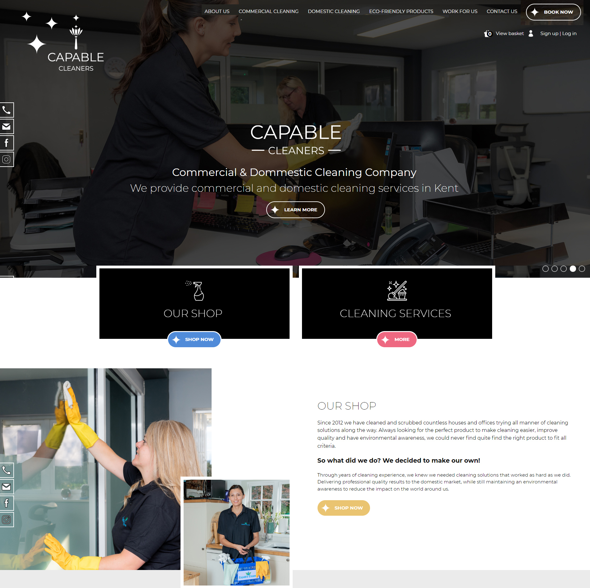 Capable cleaners screenshot of their website